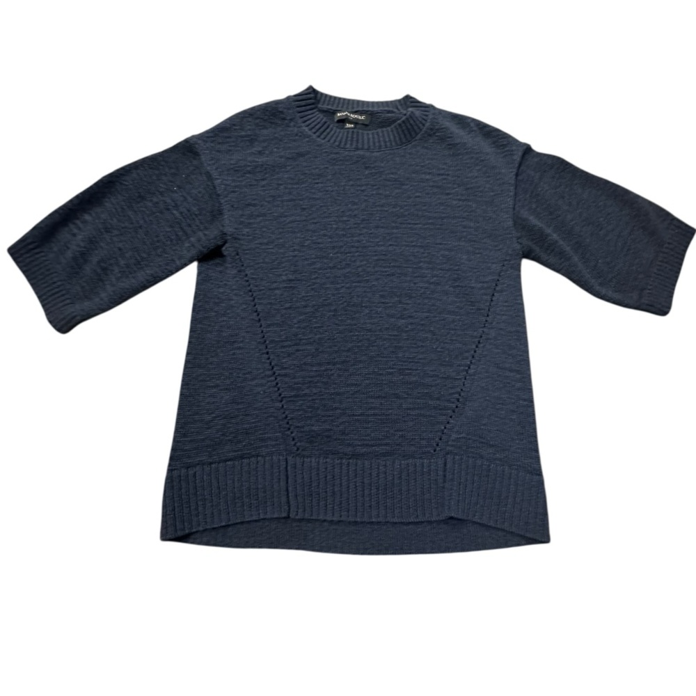 Banana Republic Navy Blue Short Sleeve Crewneck Knit Sweater Top Womens XXS
